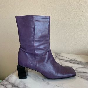 CK Calvin Klein Unique black block heel boots, Italian leather. UGC side zipper